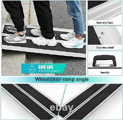 Rampe d'handicap en métal pliable pour fauteuil roulant, scooter de mobilité portable, antidérapante, 600 lb