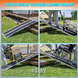 Rampe de fauteuil roulant de 7 pieds en aluminium pliable pour scooter de mobilité portable antidérapante 600 LBS