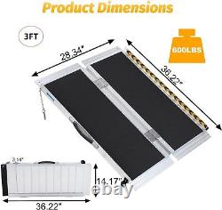 Rampe de fauteuil roulant pliante en aluminium portable pour scooter de mobilité, antidérapante, 600lb, 2-10ft.