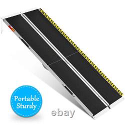 Rampe de mobilité pliable en aluminium de 8 pieds pour fauteuil roulant et scooter, portable et antidérapante