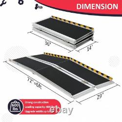 Rampe de mobilité pliante en aluminium portable de 4/6/7 pieds pour fauteuil roulant et scooter, antidérapante