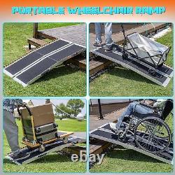 Rampe de mobilité portable en aluminium multi-pliable de 8 pieds pour fauteuil roulant et scooter, antidérapante