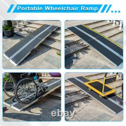 Rampe de mobilité portable en aluminium multirabattable de 8 pieds pour fauteuil roulant et scooter, antidérapante
