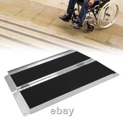Rampe de mobilité portable pour fauteuil roulant et scooter multi-pliable en aluminium argenté 595,2 lb