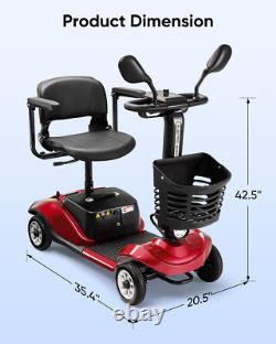 Scooter de Mobilité Électrique à 4 Roues pour Seniors Portable et Pliable pour Adultes en Voyage