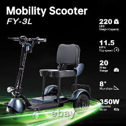 Scooter de mobilité électrique pliable à 3 roues avec double moteur et léger.