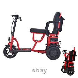 Scooter de mobilité électrique pliable à double moteur portable à 3 roues et 700W rouge
