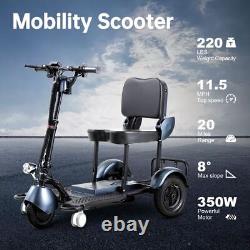 Scooter de mobilité électrique pliable à trois roues avec double moteur et léger