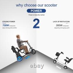 Scooter de mobilité électrique pliant à 3 roues avec double moteur 700W, scooter portable