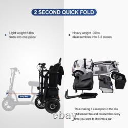 Scooter de mobilité électrique pliant à 3 roues avec double moteur 700W, scooter portable