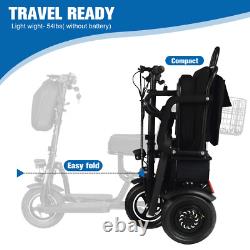 Scooter de mobilité électrique pliant à double moteur portable de 700W à 3 roues