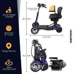 Scooter de mobilité pliable à 4 roues, dispositif de conduite pliant pour seniors et adultes 500W