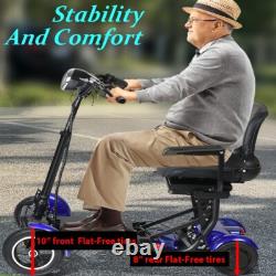 Scooter de mobilité pliable à 4 roues pour seniors et adultes (Bleu)