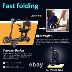 Scooter de mobilité pliable à 4 roues pour seniors et adultes (Bleu)