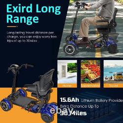 Scooter de mobilité pliable à 4 roues pour seniors et adultes (Bleu)