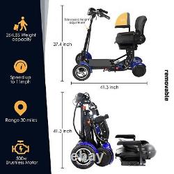 Scooter de mobilité pliable à 4 roues pour seniors et adultes (Bleu)
