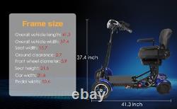 Scooter de mobilité pliable à 4 roues pour seniors et adultes (Bleu)