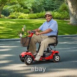 Scooter de mobilité portable à 4 roues, autonomie de 13 miles, capacité de 330 lbs et roues inclinées anti-renversement