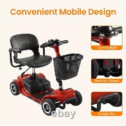 Scooter de mobilité portable à 4 roues, autonomie de 13 miles, capacité de 330 lbs et roues inclinées anti-renversement