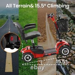 Scooter de mobilité portable à 4 roues, autonomie de 13 miles, capacité de 330 lbs et roues inclinées anti-renversement