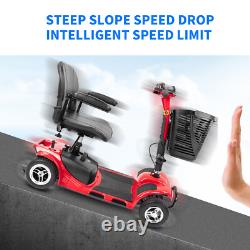 Scooter de mobilité portable à 4 roues, autonomie de 13 miles, capacité de 330 lbs et roues inclinées anti-renversement