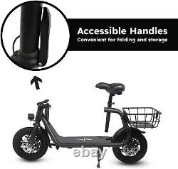 Scooter électrique 450W pour adultes avec siège, trottinettes pliables, vélo électrique de sport 15,5 km/h