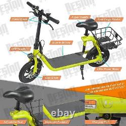 Scooter électrique de sport pour adulte de 450W avec siège, e-scooter électrique pour les déplacements en ville