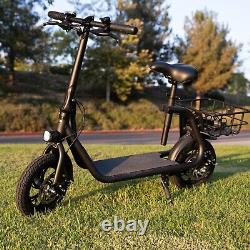 Scooter électrique pliable avec siège 450W pour adulte, vélo électrique de 12 pouces pour les trajets domicile-travail