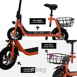 Scooter électrique pliable de 450W pour adulte, idéal pour les déplacements urbains, avec siège et panier