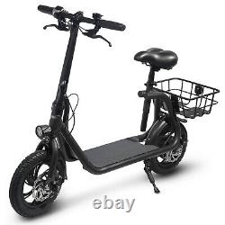 Scooter électrique pliable portable de sport de 450W avec siège et panier de transport noir