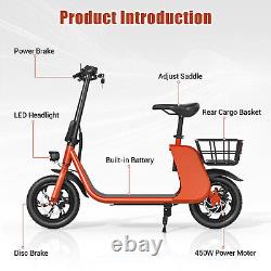 Scooter électrique pliable pour adultes avec siège 450W E-Scooter de navetteur rouge