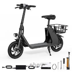 Scooter électrique pliable pour adultes avec siège et panier de transport E-mopeds