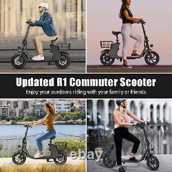 Scooter électrique pliable pour adultes avec siège et panier de transport E-mopeds