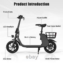 Scooter électrique pliable pour adultes avec siège et panier de transport E-mopeds