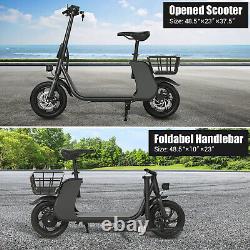 Scooter électrique pliable pour adultes avec siège et panier de transport E-mopeds