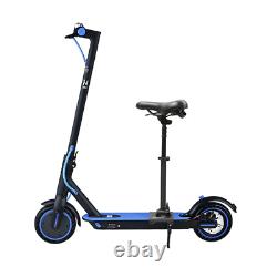 Scooter électrique portable 600W 35KM/H avec siège bleu pour adulte, pliable et idéal pour les déplacements de 30km