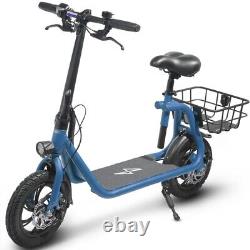 Scooter électrique pour adulte de 450W avec siège, panier de transport, pliable, léger