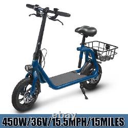 Scooter électrique pour adultes avec siège Scooters portables pour adultes 15,5 MPH Double 450W