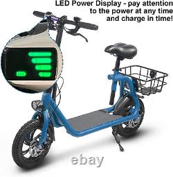 Scooter électrique pour adultes avec siège, scooters portables pour adultes 15.5MPH légers