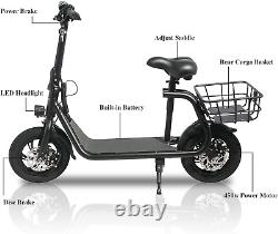Scooter électrique pour adultes avec siège, trottinettes portables pour adultes à 15,5 km/h, légères