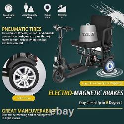 Scooters de mobilité pliables à 3 roues, autonomie de 20 miles, batterie au lithium amovible de 2Ah.