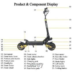 Trottinette Électrique Double SUSPENSION & FREINS 37MPH 10'' Pliable Pour Adultes E-Trottinette