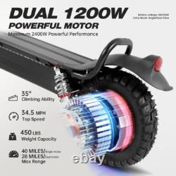 Trottinette Électrique Pliable Portable 1200W Double Moteur Vitesse Maximale Jusqu'à 34,5 mph