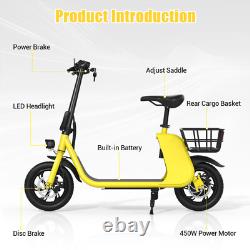 Trottinette Électrique avec Siège pour Adultes 12,5 20 Miles Pliable Commuter E-scooter