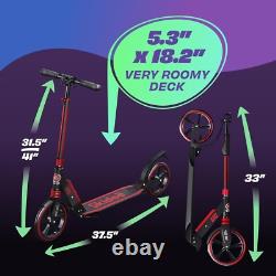 Trottinette Portable à Hauteur Ajustable avec Grandes Roues de 9 Pouces Idée Cadeau Parfaite