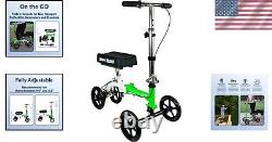 Trottinette de genou compacte GO idéale pour une utilisation intérieure et extérieure, vert clair et blanc