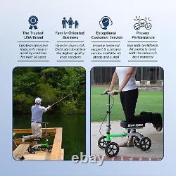 Trottinette de genou compacte GO idéale pour une utilisation intérieure et extérieure, vert clair et blanc