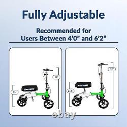 Trottinette de genou compacte GO idéale pour une utilisation intérieure et extérieure, vert clair et blanc