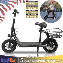 Trottinette électrique avec siège 450W, trottinette pliable, vélo électrique pour adultes en milieu urbain