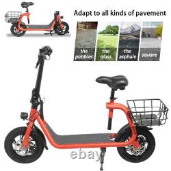 Trottinette électrique tout-terrain pour adulte avec siège pliable, double moteur 450W, VTT étanche rouge